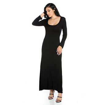 Women's 24seven Comfort Apparel Scoopneck Long Sleeve Maxi Dress