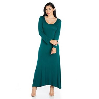 Women's 24seven Comfort Apparel Scoopneck Long Sleeve Maxi Dress