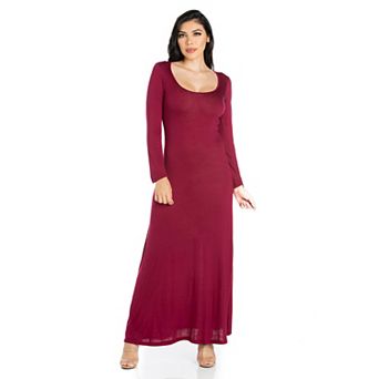 Women's 24seven Comfort Apparel Scoopneck Long Sleeve Maxi Dress