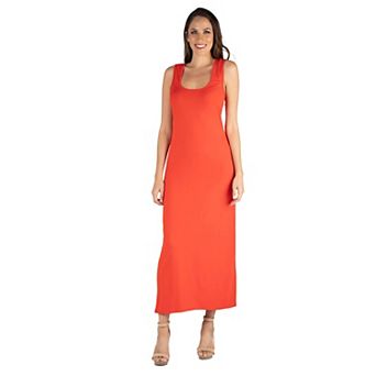 Women's 24seven Comfort Apparel Scoop Neck Racerback Tank Top Maxi Dress