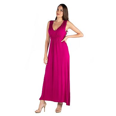 Women's 24seven Comfort Apparel V-Neck Sleeveless Maxi Dress