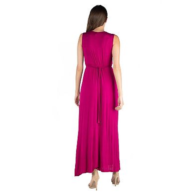 Women's 24seven Comfort Apparel V-Neck Sleeveless Maxi Dress