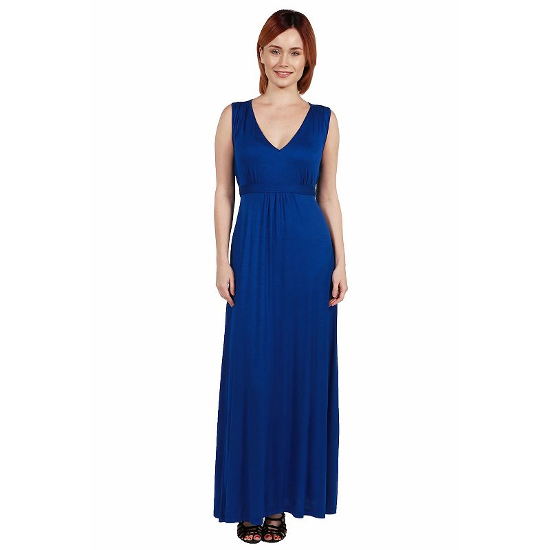 Women's 24seven Comfort Apparel V-Neck Sleeveless Maxi Dress,