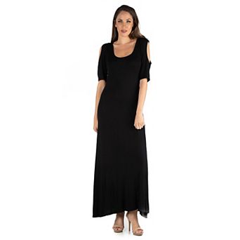 Women's 24seven Comfort Apparel Scoopneck Cold-Shoulder Maxi Dress