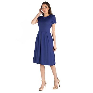 Women's 24seven Comfort Apparel Short Sleeve Midi Dress with Pockets