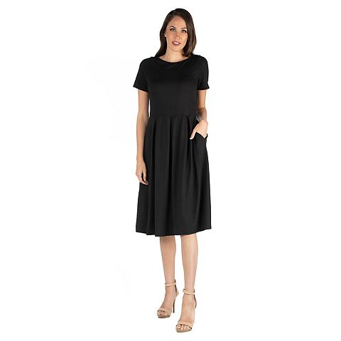Женские платья 24seven Women's 24seven Comfort Apparel Short Sleeve Midi Dress with Pockets