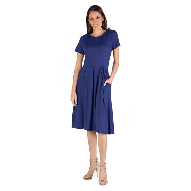 Women's Midi Length Fit and Flare Dress 24seven Comfort Apparel