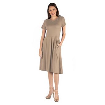 Women's 24seven Comfort Apparel Short Sleeve Midi Dress with Pockets