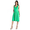 Women's 24seven Comfort Apparel Fit And Flare Sleeveless Midi Tank Dress with Pockets