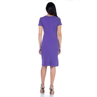 Women's 24seven Comfort Apparel Cap Sleeve Faux Wrap Dress