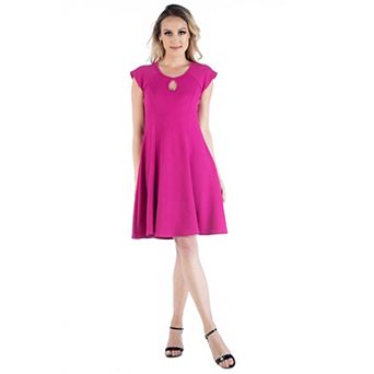 Women's 24seven Comfort Apparel Scoopneck Keyhole A-Line Dress