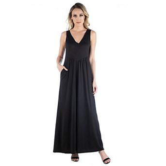Women's 24seven Comfort Apparel Sleeveless V-Neck Tank Top Maxi Dress