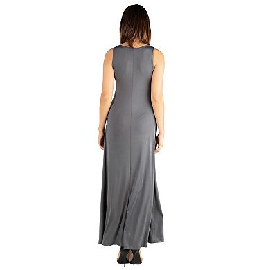 Women's 24seven Comfort Apparel Fit And Flare A-Line Sleeveless Maxi Dress