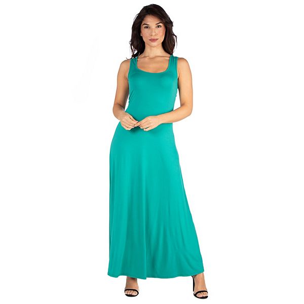 Women's 24seven Comfort Apparel Fit And Flare A-Line Sleeveless Maxi Dress