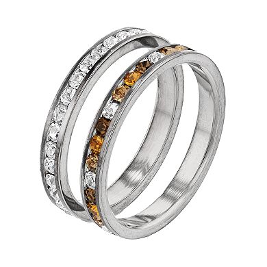 Traditions Jewelry Company Fine Silver Plated Earth Tone & Clear Crystal Channel Ring Set