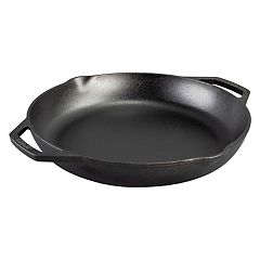 Bruntmor Enameled Cast Iron Skillet with Glass Lid, 10 Inch Deep Round  Grill Pan and Frying Pan with Double Loop Handles, Black