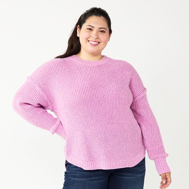 Juniors Plus Size SO Cozy Shirttail Hem Sweater