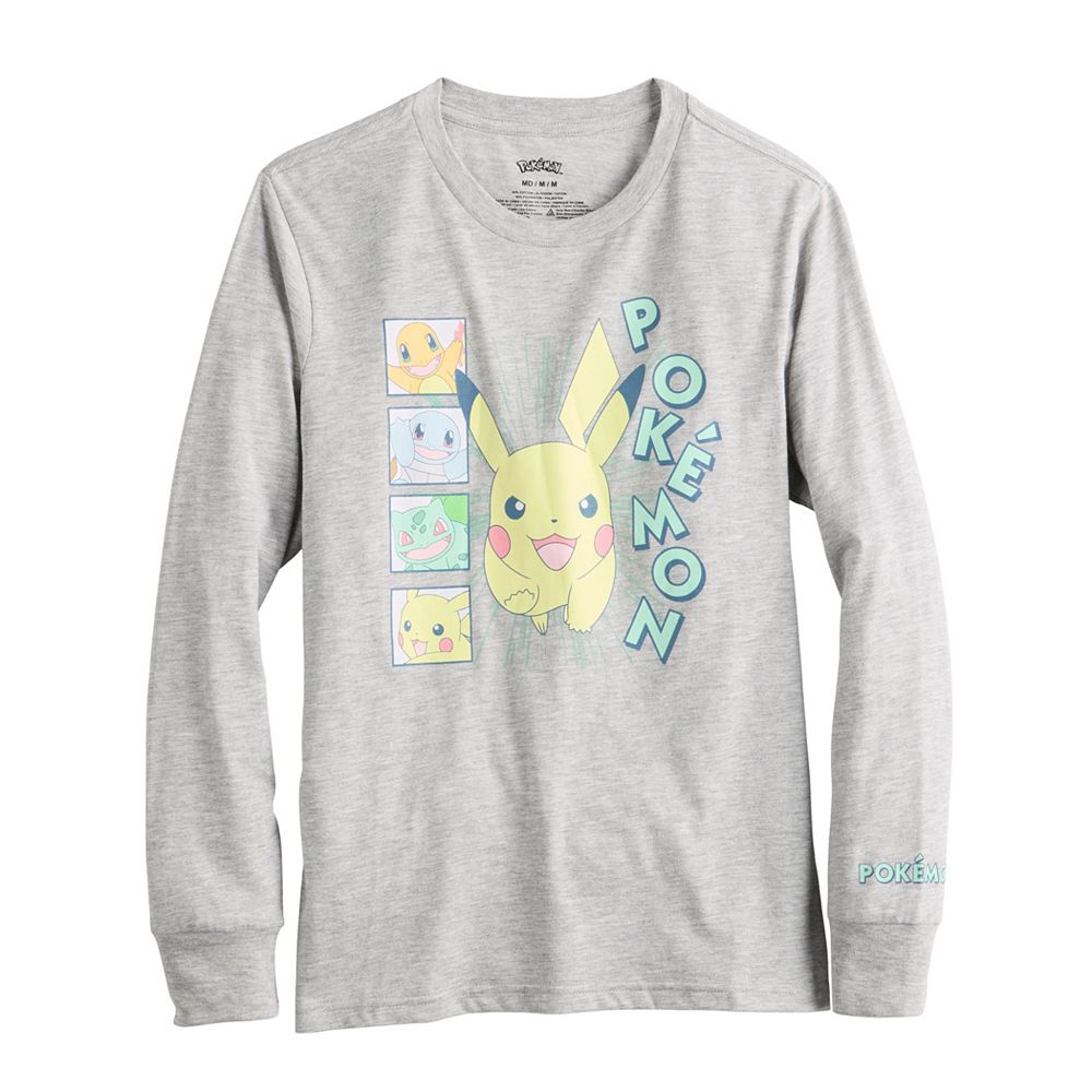 Boys 8-20 Pokemon Pikachu, Bulbasaur, Charmander & Squirtle Long Sleeve ...