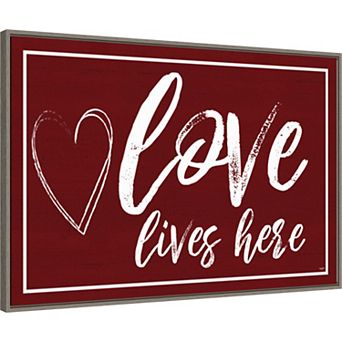 Amanti Art Valentines V Love Lives Here Framed Wall Art