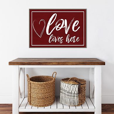 Amanti Art Valentines V Love Lives Here Framed Wall Art