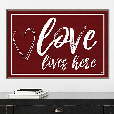 Amanti Art Valentines V Love Lives Here Framed Wall Art