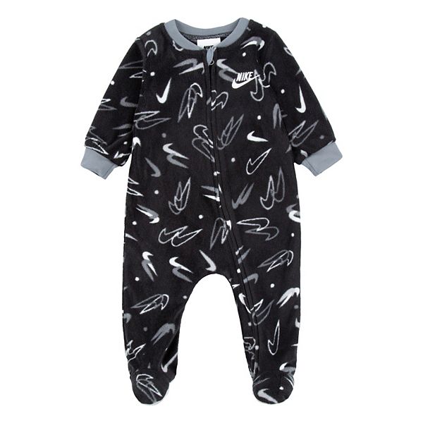Baby Nike Fleece Allover Logo Print Sleep & Play One Piece Pajamas