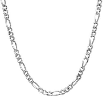 Steel Nation Men's Stainless Steel Figaro Link Chain Necklace