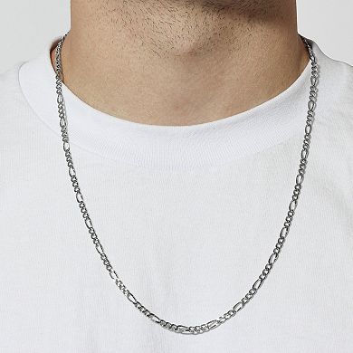 Steel Nation Men's Stainless Steel Figaro Link Chain Necklace