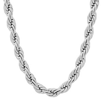 Steel Nation Men's Stainless Steel Rope Link Chain Necklace