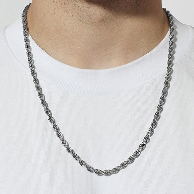 Steel Nation Men's Stainless Steel Rope Link Chain Necklace