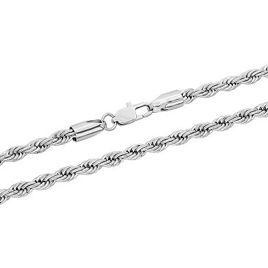 Steel Nation Men's Stainless Steel Rope Link Chain Necklace