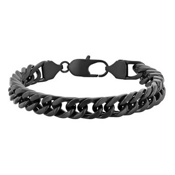 Steel Nation Men's Black Ion-Plated Stainless Steel Curb Link Bracelet