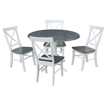 International Concepts Dual Drop Leaf Dining Table & Chair 5 pc Set