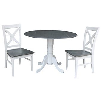 International Concepts Dual Drop Leaf Dining Table & X-Back Chair 3 pc Set