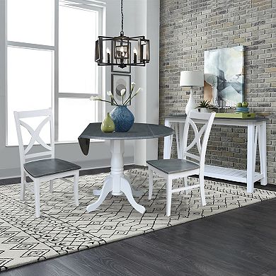 International Concepts Dual Drop Leaf Dining Table & X-Back Chair 3-piece Set