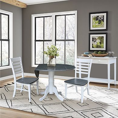 International Concepts Dual Drop Leaf Dining Table & Ladderback Chair 3-piece Set