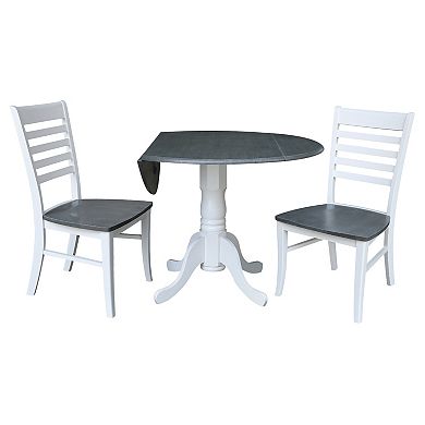 International Concepts Dual Drop Leaf Dining Table & Ladderback Chair 3-piece Set