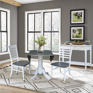 International Concepts Dual Drop Leaf Dining Table & Ladderback Chair 3-piece Set