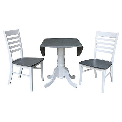 International Concepts Dual Drop Leaf Dining Table & Ladderback Chair 3-piece Set