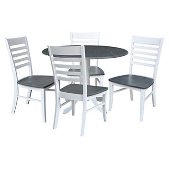 International Concepts Drop Leaf Dining Table & Ladderback Chair 5 pc Set
