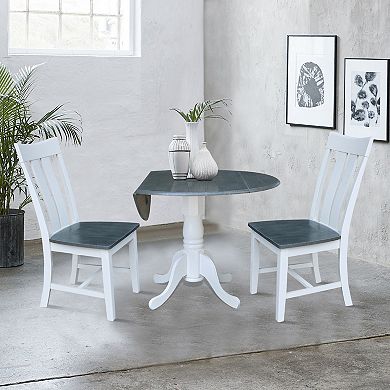 International Concepts Drop Leaf Dining Table & Slat Back Chair 3-piece Set