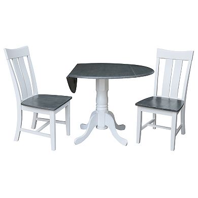 International Concepts Drop Leaf Dining Table & Slat Back Chair 3-piece Set