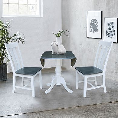 International Concepts Drop Leaf Dining Table & Slat Back Chair 3-piece Set