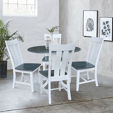 International Concepts Drop Leaf Dining Table & Slat Back Chair 5-piece Set