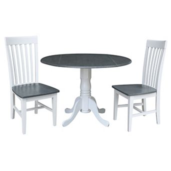 International Concepts Drop Leaf Dining Table & Slat Back Chair 3 pc Set