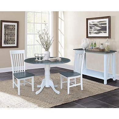International Concepts Drop Leaf Dining Table & Slat Back Chair 3-piece Set