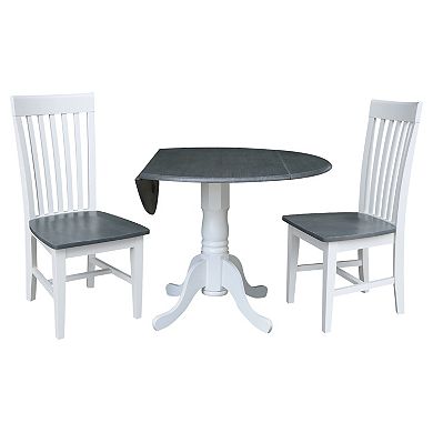 International Concepts Drop Leaf Dining Table & Slat Back Chair 3-piece Set