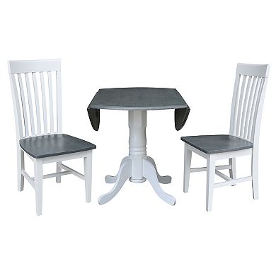 International Concepts Drop Leaf Dining Table & Slat Back Chair 3-piece Set