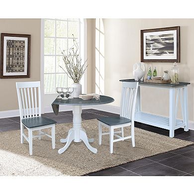 International Concepts Drop Leaf Dining Table & Slat Back Chair 3-piece Set