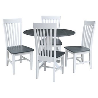International Concepts Drop Leaf Dining Table & Slat Back Chair 5 pc Set
